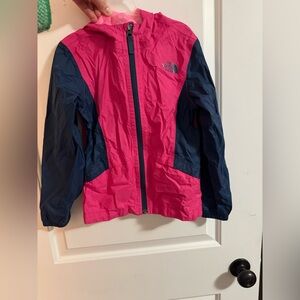 EUC North Face Girls Blue Pink Rain Jacket